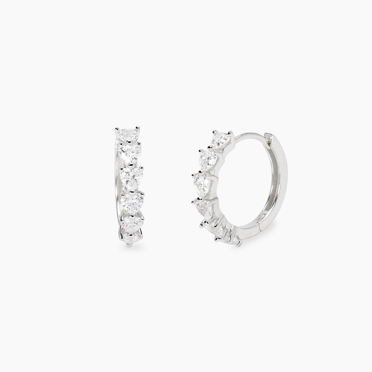 Orecchini a cerchio con zirconi cuore NON SARÀ UN'AVVENTURA - Mabina Gioielli