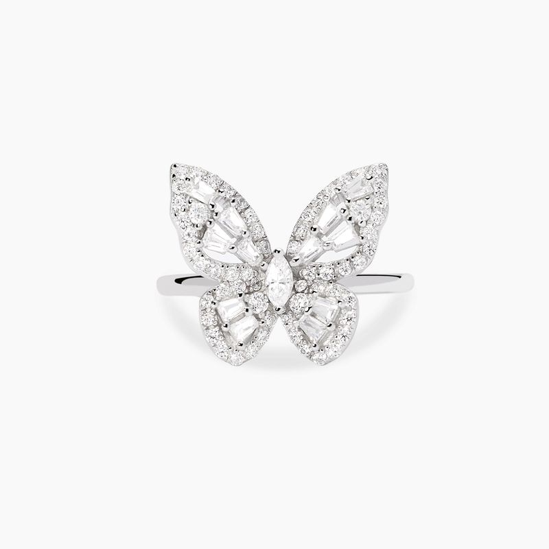 Anello in argento con farfalla in zirconi BATTITO D'ALI - Mabina Gioielli