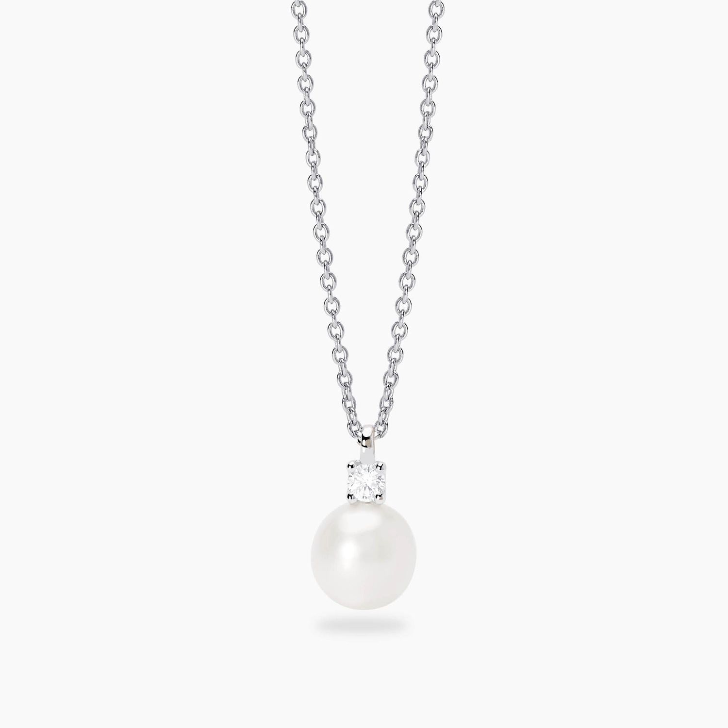 Girocollo con perla coltivata e diamante lab-grown 0,08 carati  - MABINA My Diamond