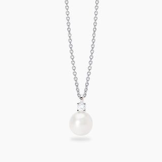 Girocollo con perla coltivata e diamante lab-grown 0,08 carati  - MABINA My Diamond