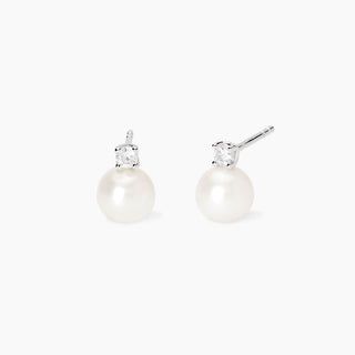Orecchini con perle coltivate e diamanti lab-grown 0,06 carati  - MABINA My Diamond