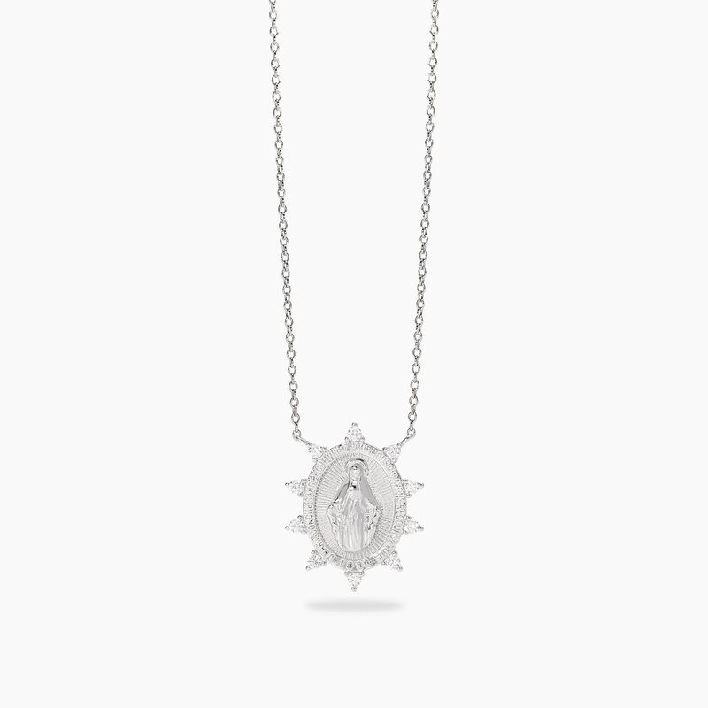 Girocollo in argento con ciondolo Madonnina PROTEGGIMI - Mabina Gioielli