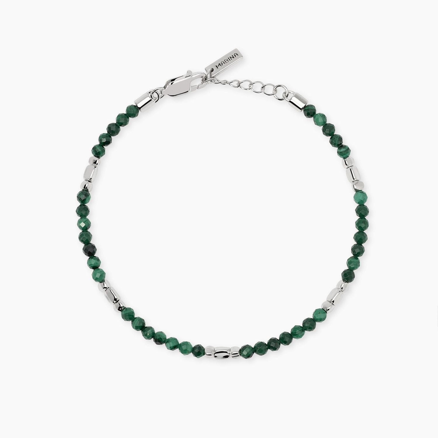 Bracciale in argento e malachite sintetica da uomo GEO - Mabina Uomo