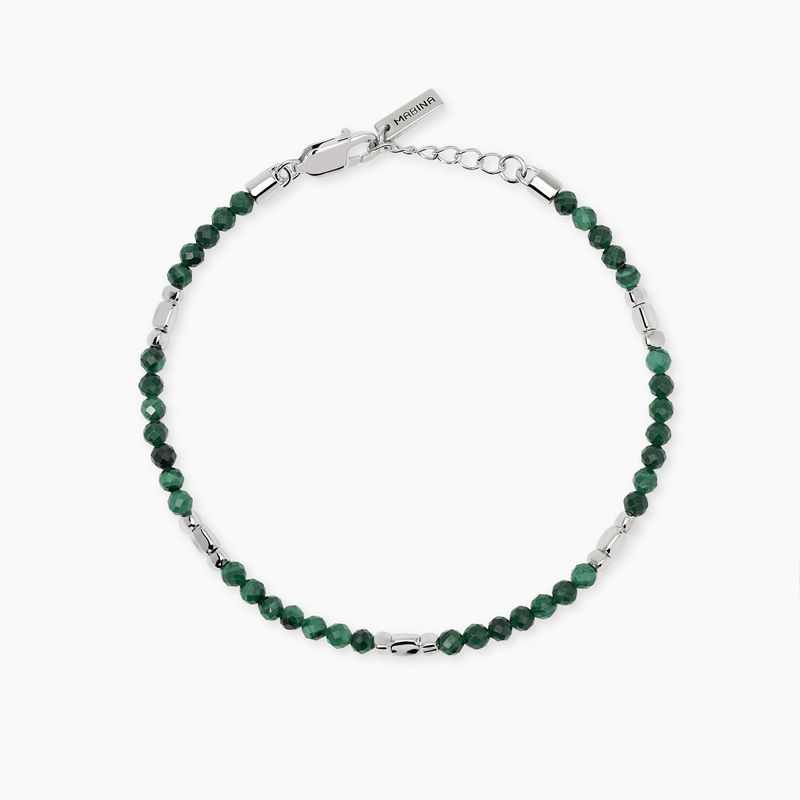 Bracciale in argento e malachite sintetica da uomo GEO - Mabina Uomo