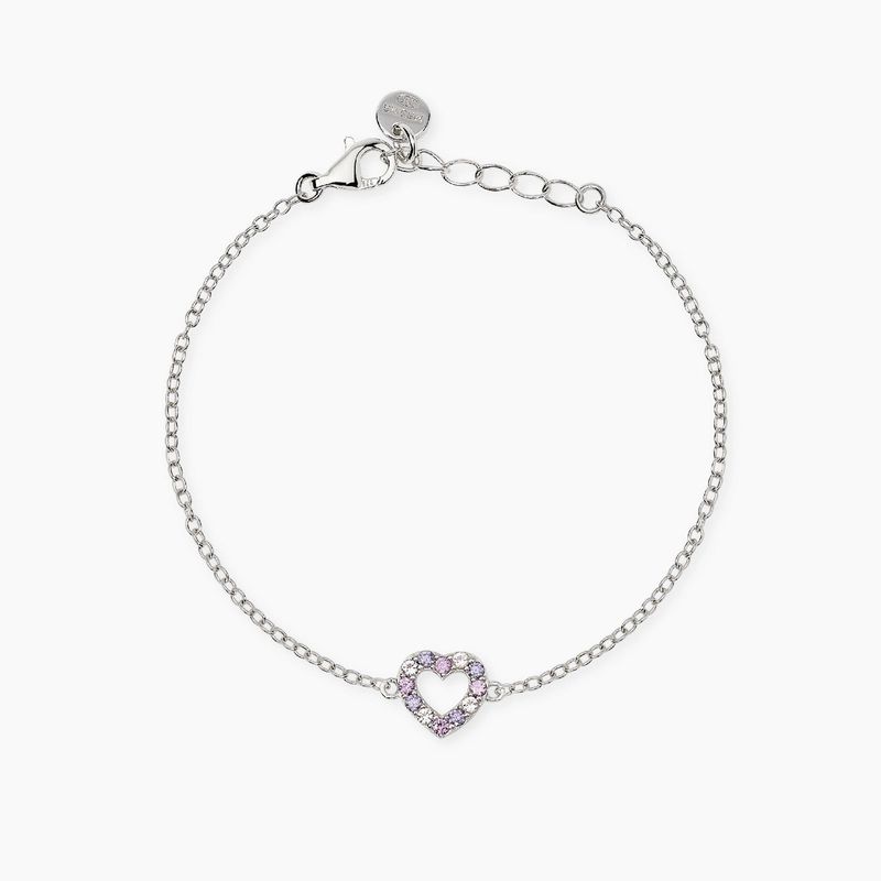 Bracciale bambina con cuore in tormaline sintetiche e zirconi AMORE GRANDE - Mabina Gioielli