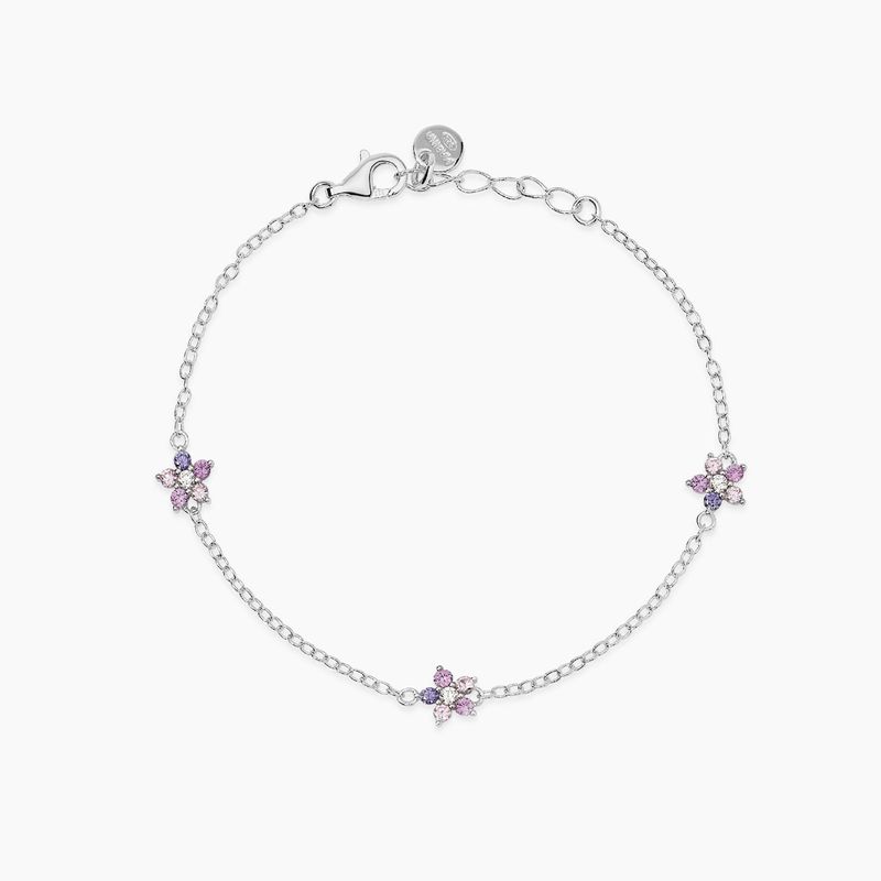 Bracciale bambina in argento con fiori rosa FUN FLOWER - Mabina Gioielli