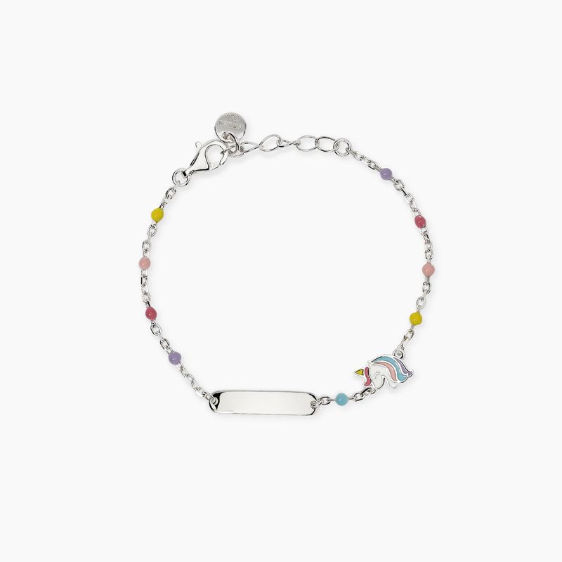 Bracciale multicolor con targhetta e unicorno MINI PONY-TAG - Mabina Gioielli