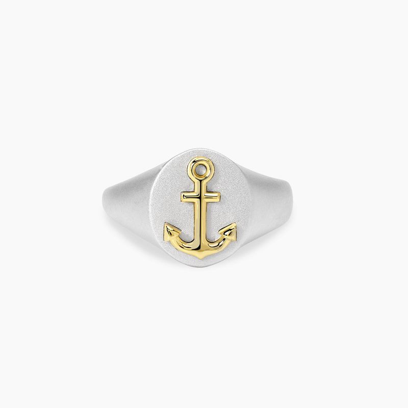 Anello regolabile con ancora dorata da uomo NAVY RULE -