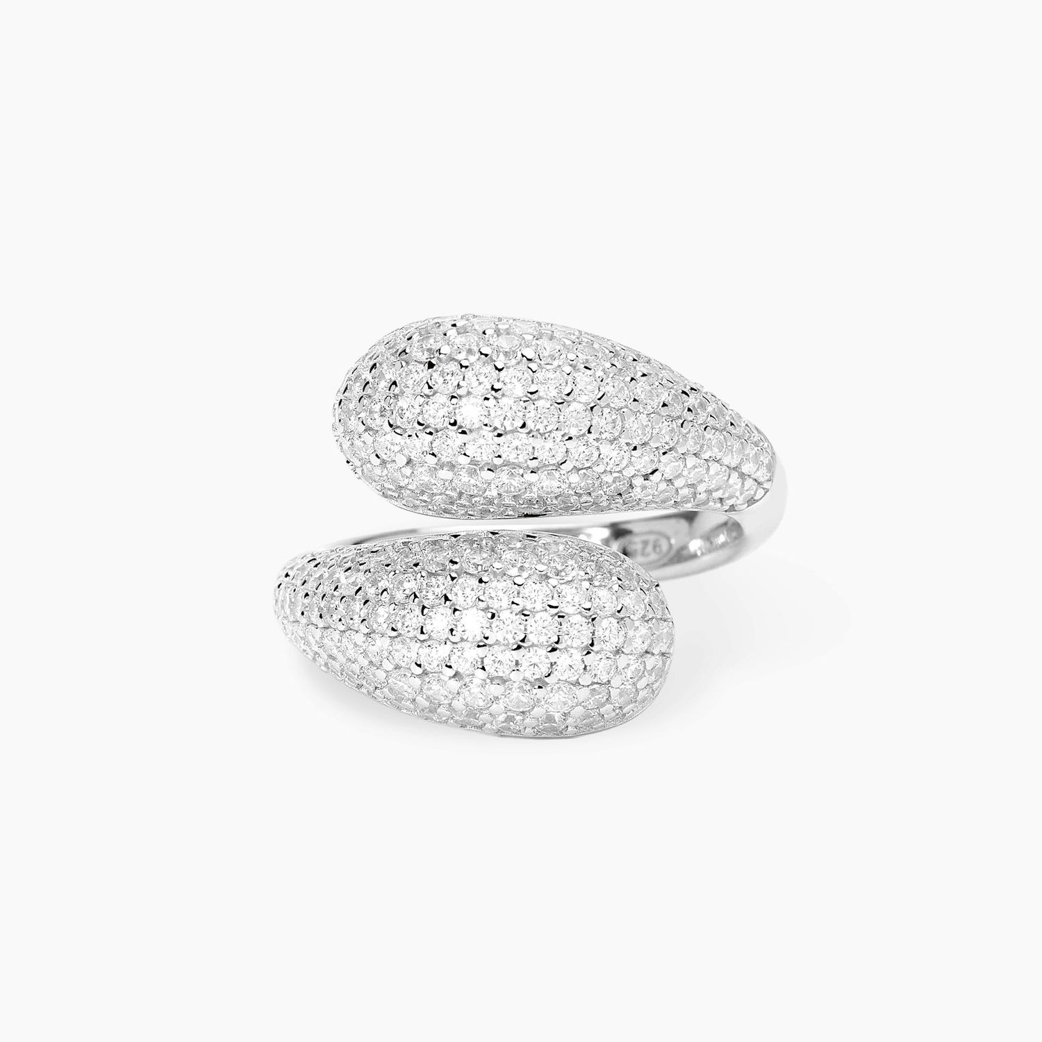 Anello in argento con pavé di zirconi bianchi ONDA PARTY - Mabina Gioielli