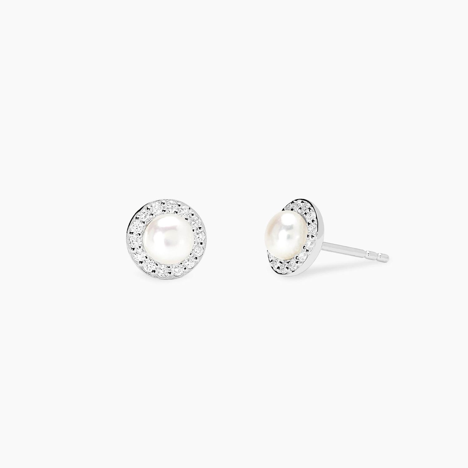 Orecchini con perla coltivata e diamanti lab-grown 0,011 carati  - MABINA My Diamond