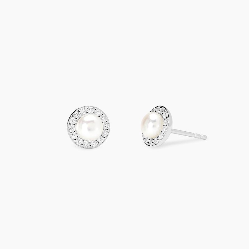 Orecchini con perla coltivata e diamanti lab-grown 0,011 carati  - MABINA My Diamond