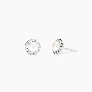 Orecchini con perla coltivata e diamanti lab-grown 0,011 carati  - MABINA My Diamond