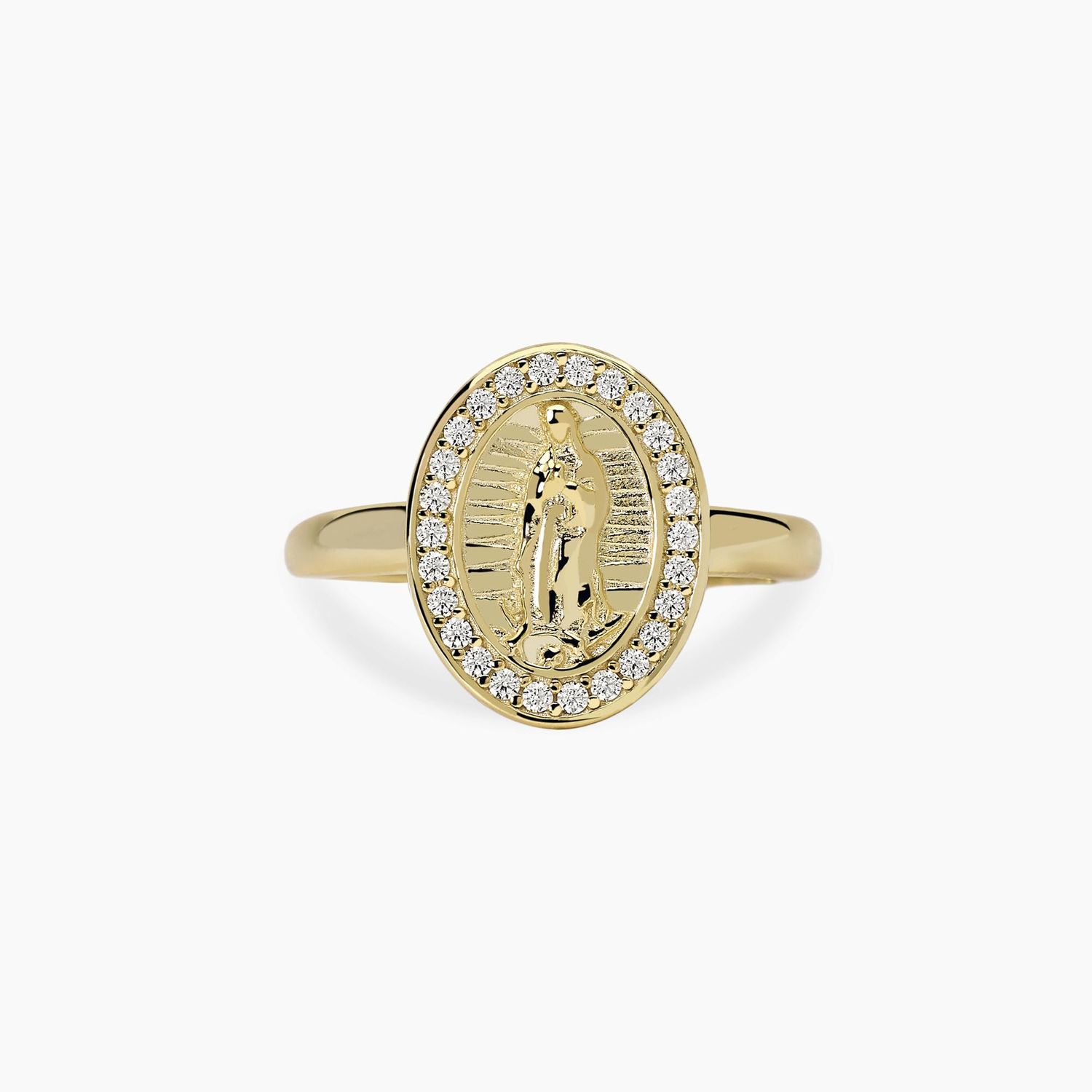 Anello regolabile in argento dorato con Madonnina LADY MADONNA - Mabina Gioielli