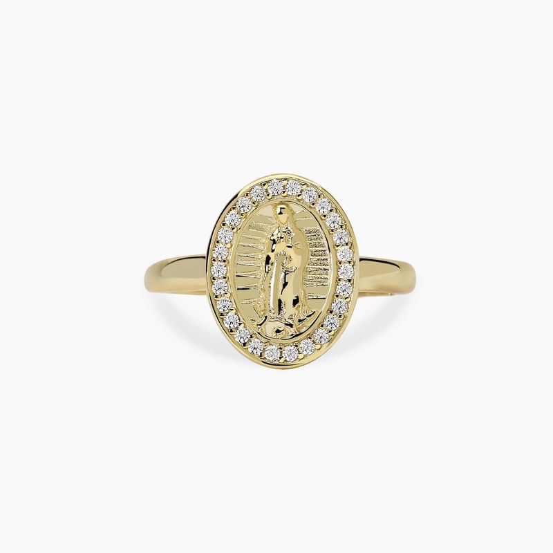 Anello regolabile in argento dorato con Madonnina LADY MADONNA - Mabina Gioielli