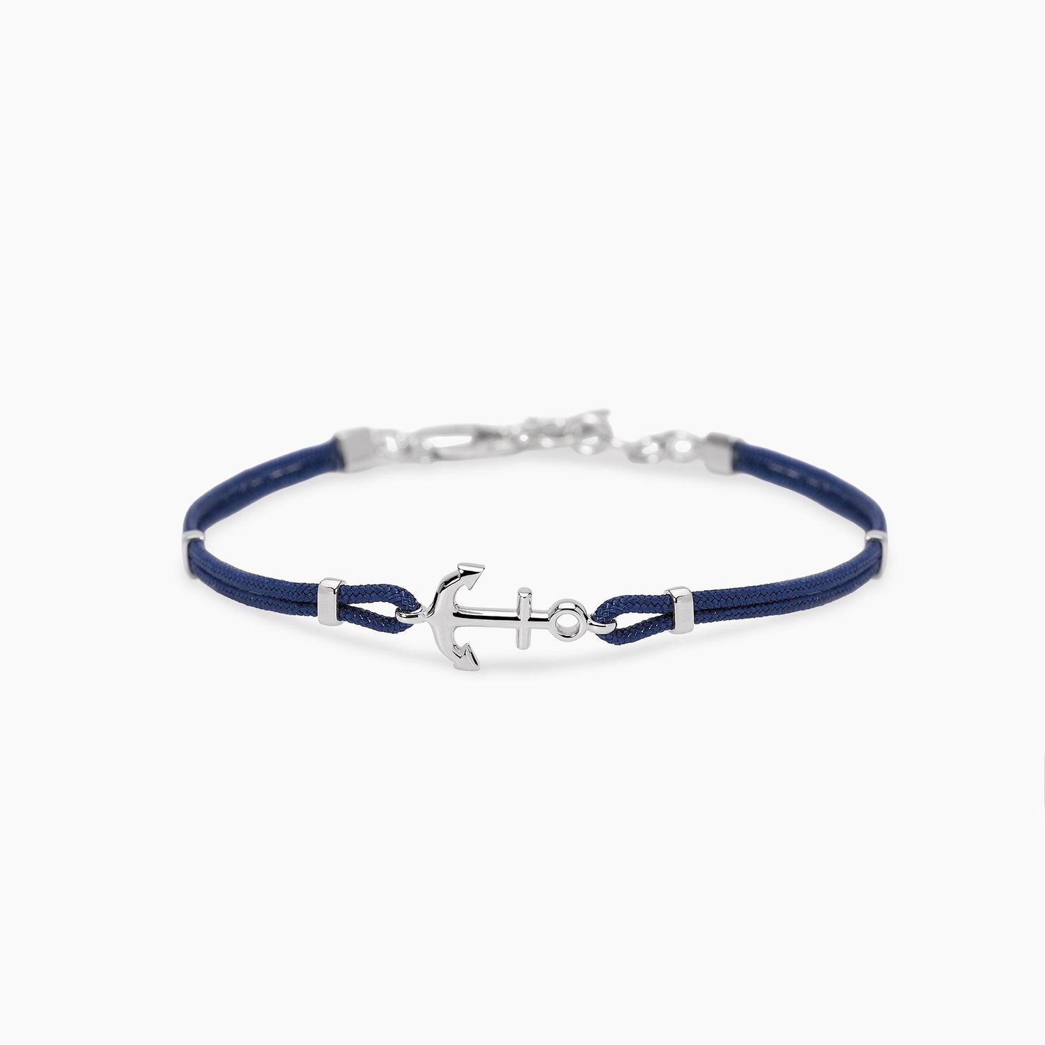 Bracciale da uomo in nylon con ancora in argento NAVY RULE -