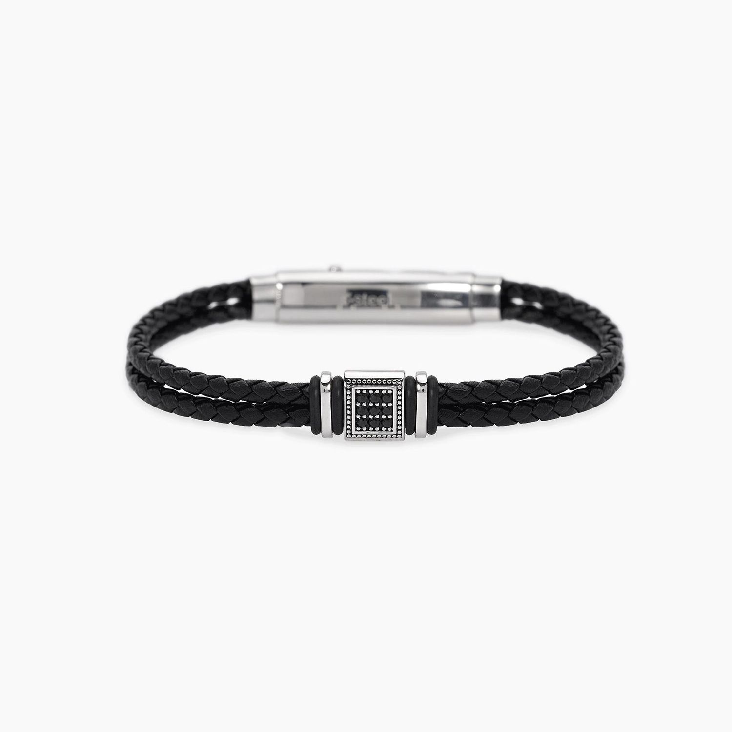 Bracciale in lab leather e zirconi neri da uomo PRIMO CAPITANO - Mabina Uomo Bracciale in lab leather e zirconi neri da uomo PRIMO CAPITANO - Mabina Uomo