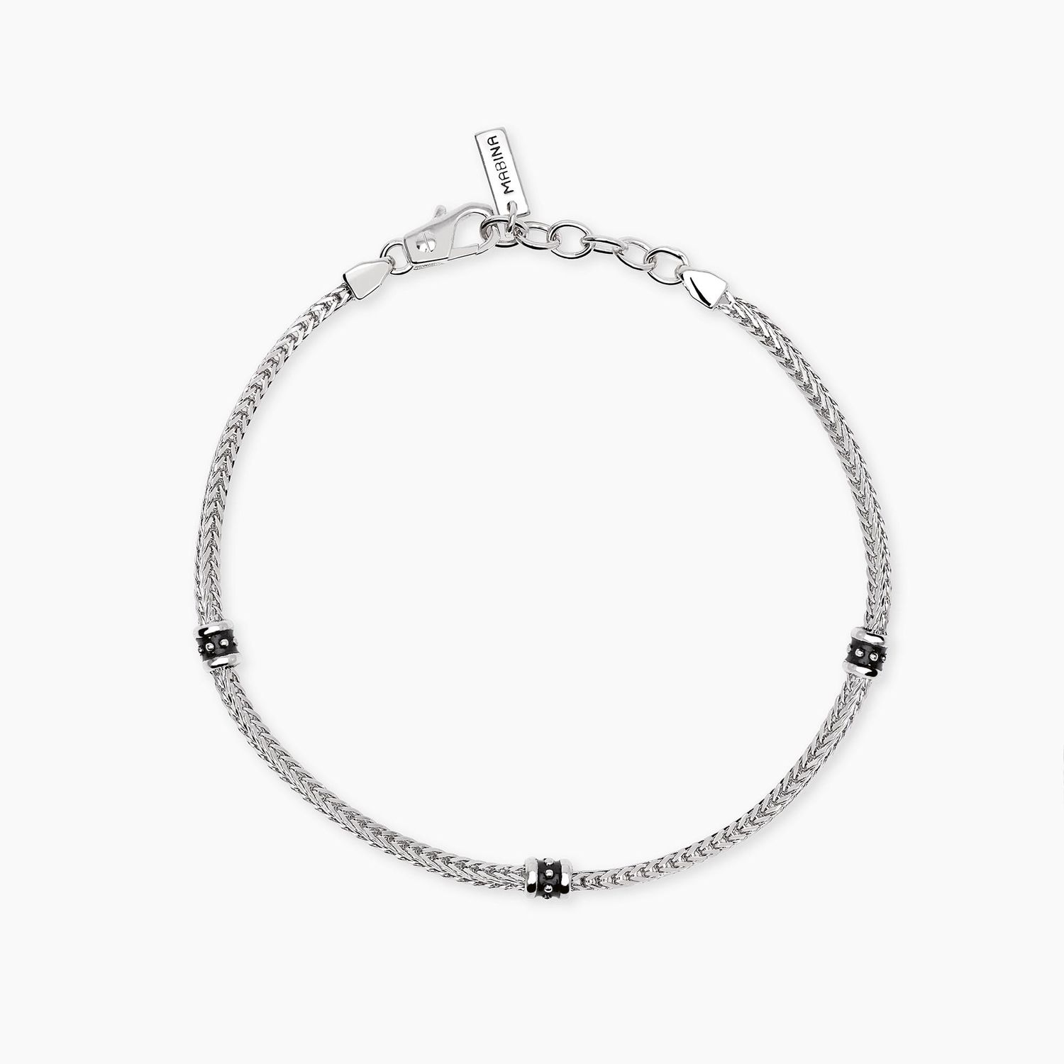 Bracciale in argento con catena foxtail da uomo STREET LIFE - Mabina Uomo