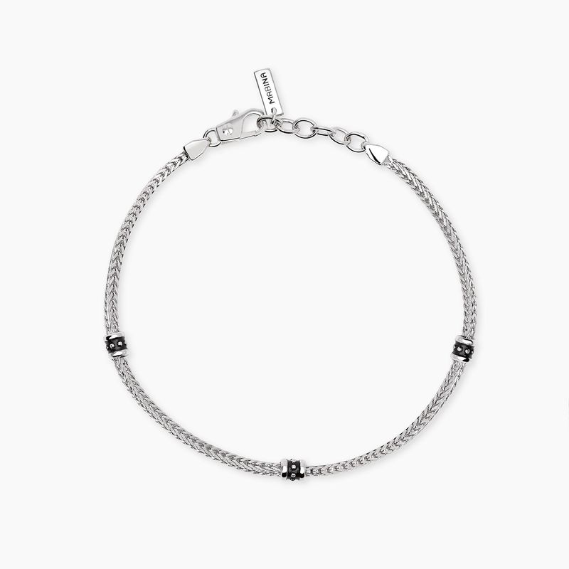 Bracciale in argento con catena foxtail da uomo STREET LIFE - Mabina Uomo