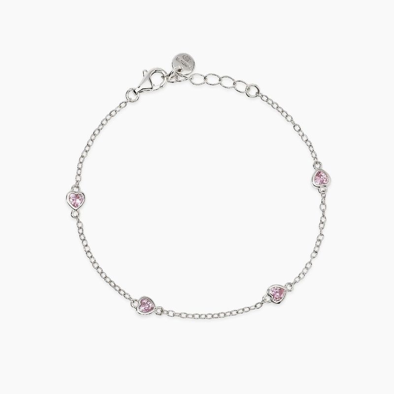 Bracciale bambina in argento con cuori in zirconi rosa PETIT CŒUR - Mabina Gioielli