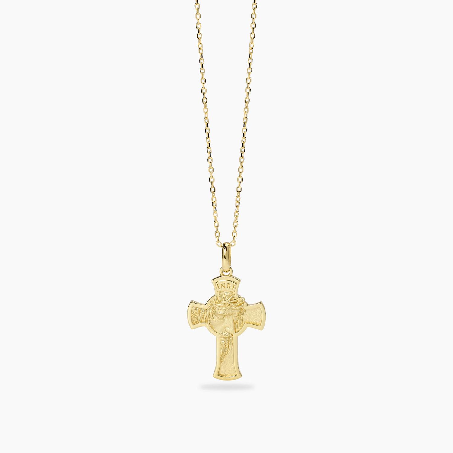 Collana da uomo in argento dorato con pendente croce SACRUM -