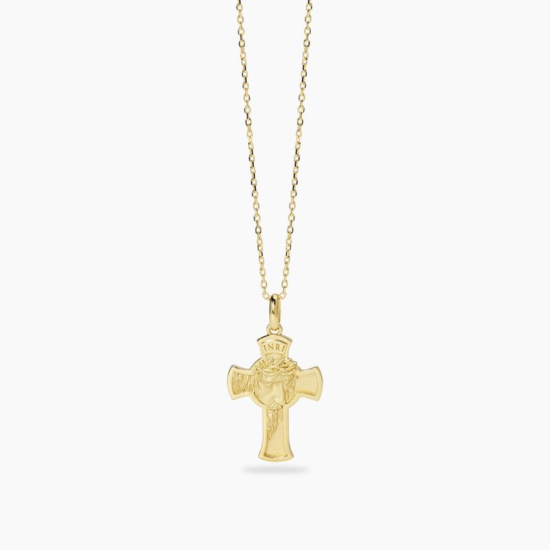 Collana da uomo in argento dorato con pendente croce SACRUM -