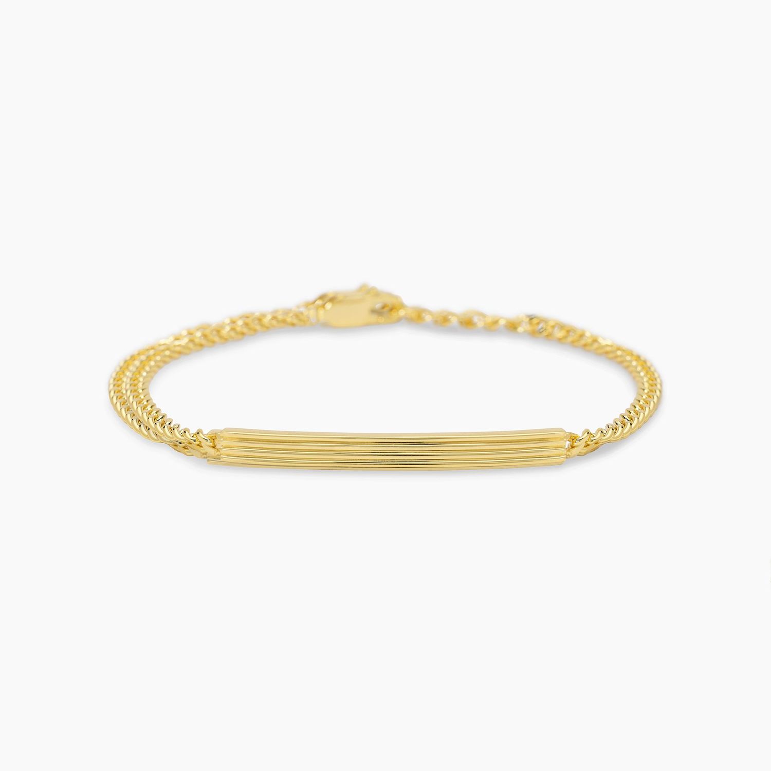 Bracciale da uomo in argento dorato con piastra centrale JOHNNY -