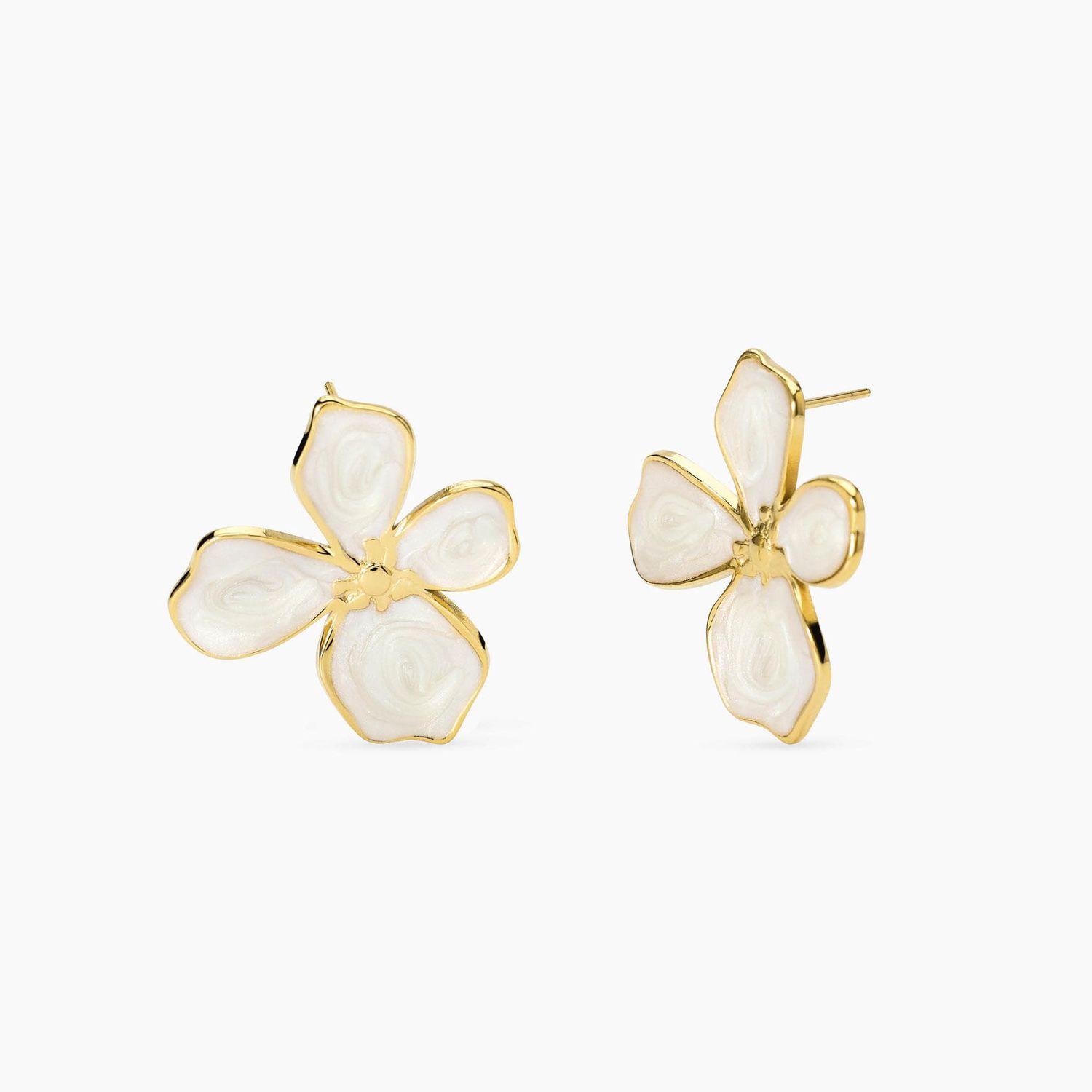 Orecchini fiore in acciaio dorato smaltati - Style 80 Kidult Orecchini fiore in acciaio dorato smaltati - Style 80 Kidult