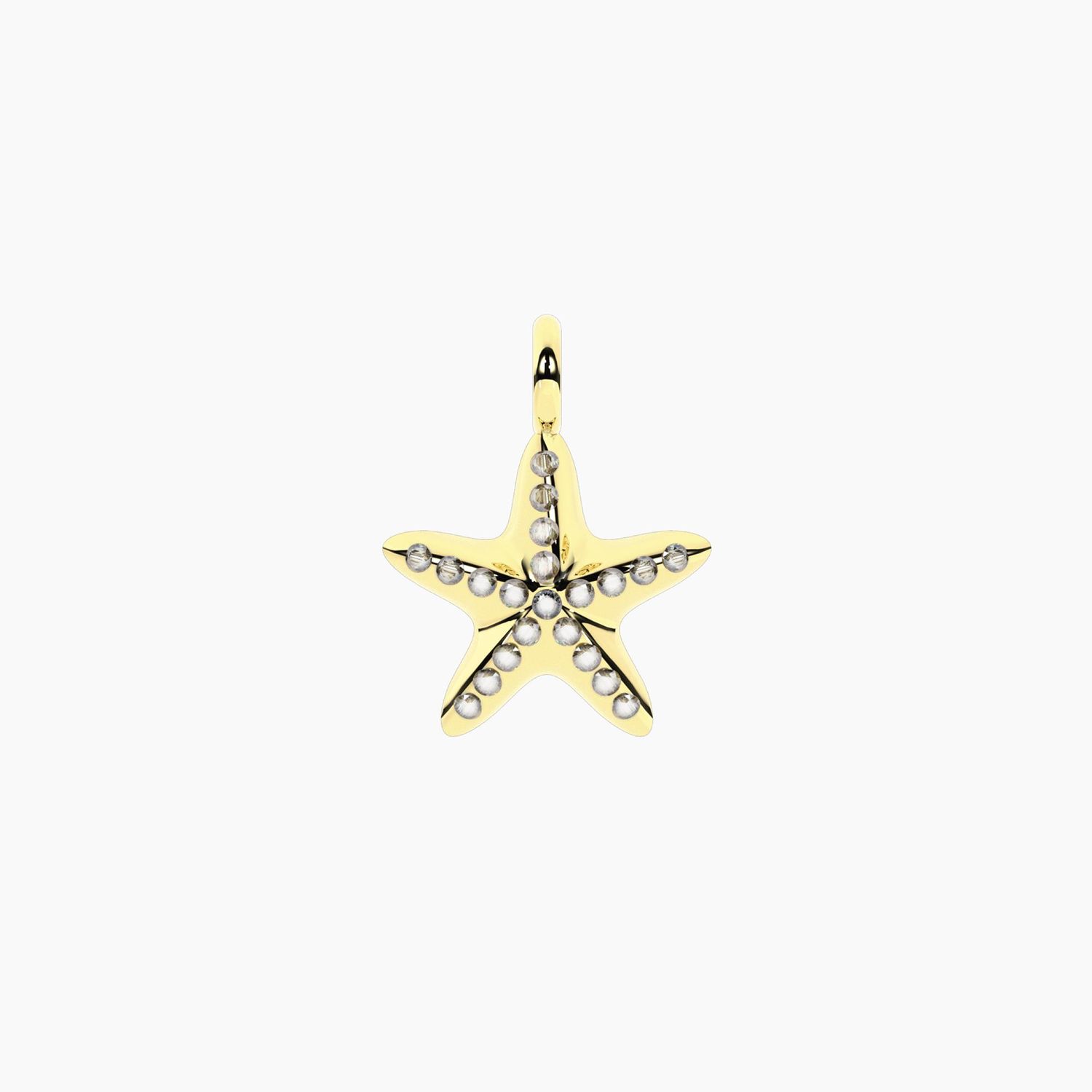 Ciondolo stella marina in acciaio dorato e cristalli - Starfish Kidult