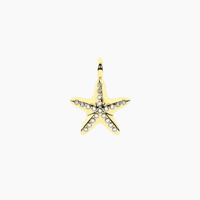 Ciondolo stella marina in acciaio dorato e cristalli - Starfish Kidult