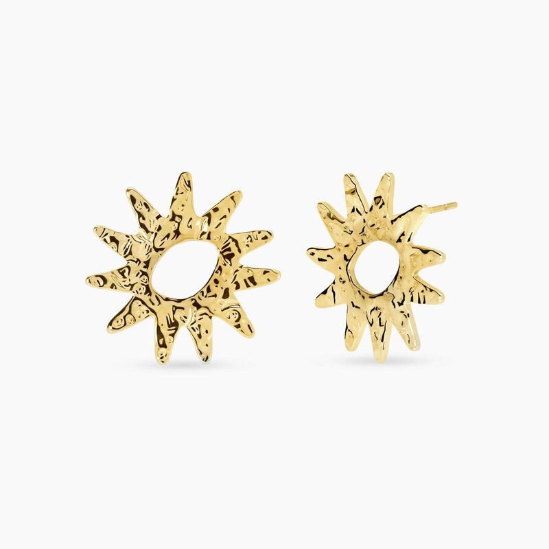 Orecchini sole dorati effetto martellato - Style 68 Kidult