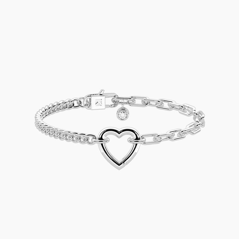 Bracciale componibile con catena groumette e a maglie allungate in acciaio - Duetto Kidult