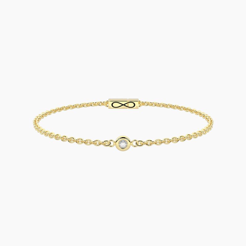 Bracciale infinity in acciaio dorato con diamante lab-grown - Diamante Kidult
