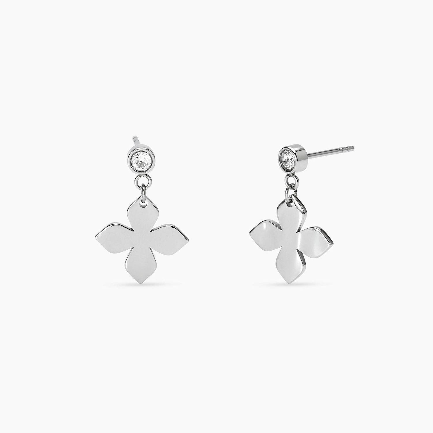 Orecchini con pendente fiore in acciaio martellato - Style 66 Kidult