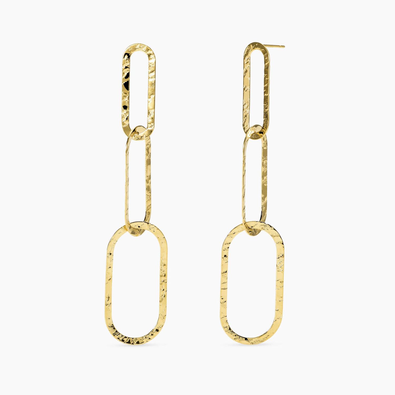 Orecchini pendenti in acciaio dorato martellato - Style 83 Kidult