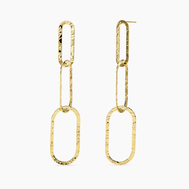 Orecchini pendenti in acciaio dorato martellato - Style 83 Kidult