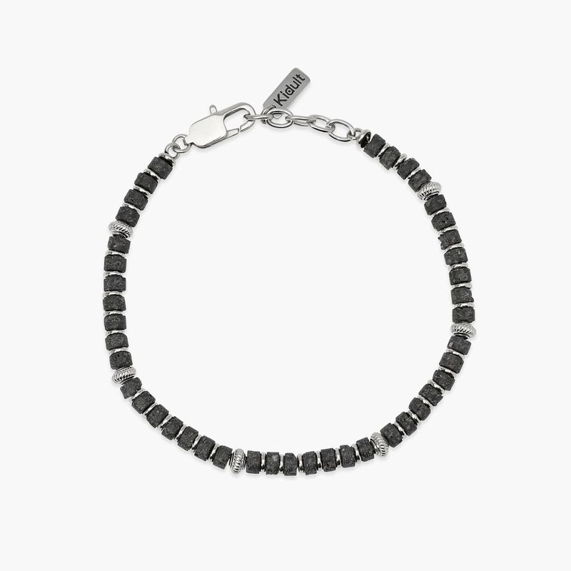 Bracciale regolabile con dischetti in pietra lavica. - Style 48 Kidult