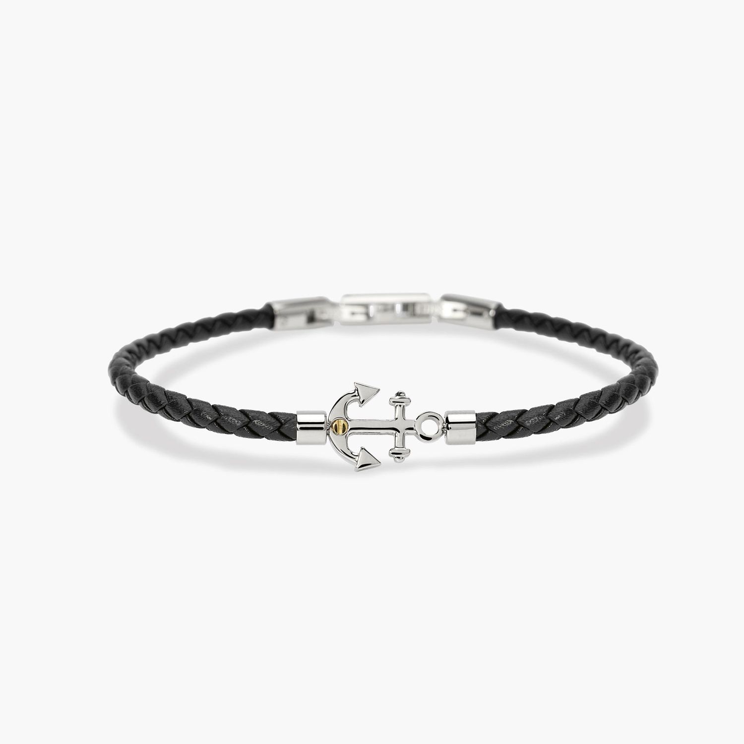 Bracciale in lab leather nera con ancora centrale - Style 16 Kidult