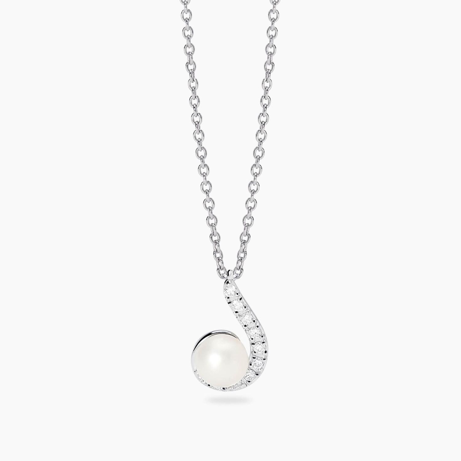 Girocollo con perla coltivata e diamanti lab-grown 0,01 carati  - MABINA My Diamond