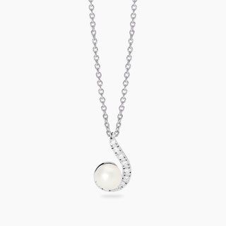 Girocollo con perla coltivata e diamanti lab-grown 0,01 carati  - MABINA My Diamond