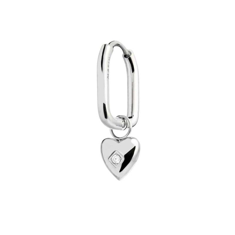 Orecchino ovale con cuore pendente con zircone - Marlu'