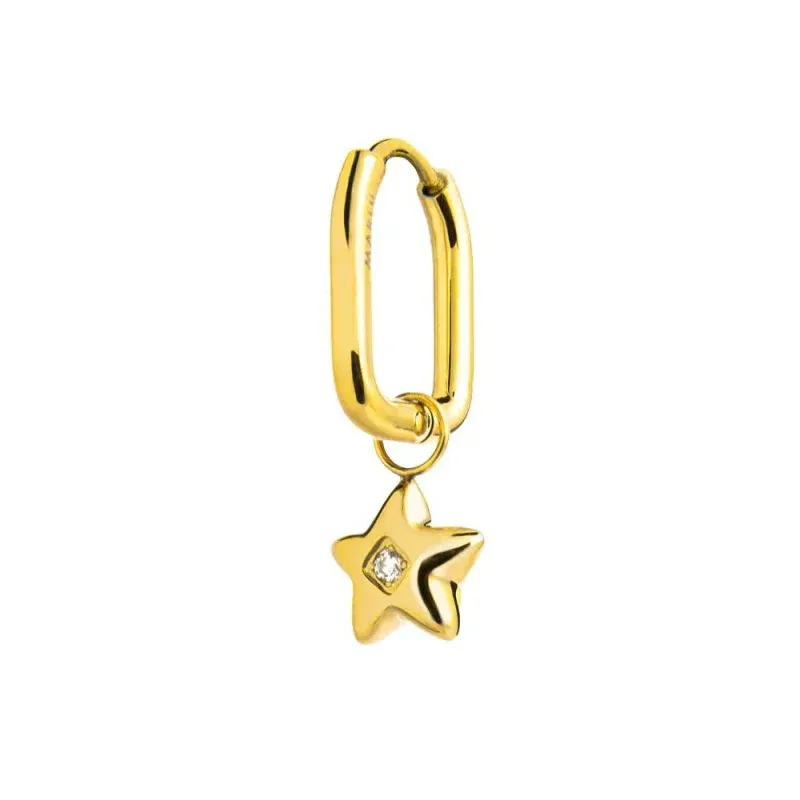 Orecchino ovale con stella pendente con zircone - Marlu'