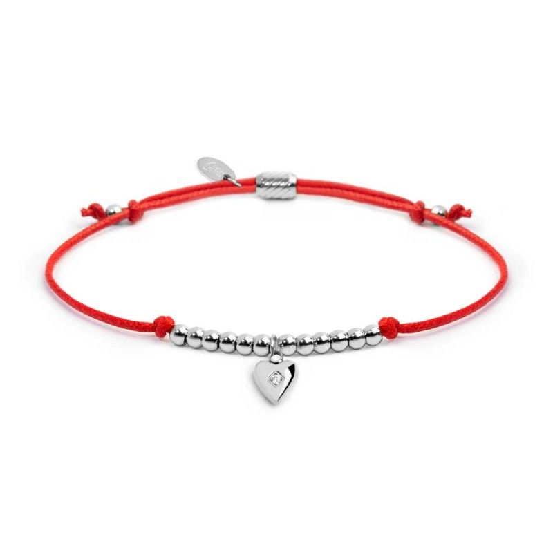 Bracciale cordino con pendente cuore con zircone - Marlu'