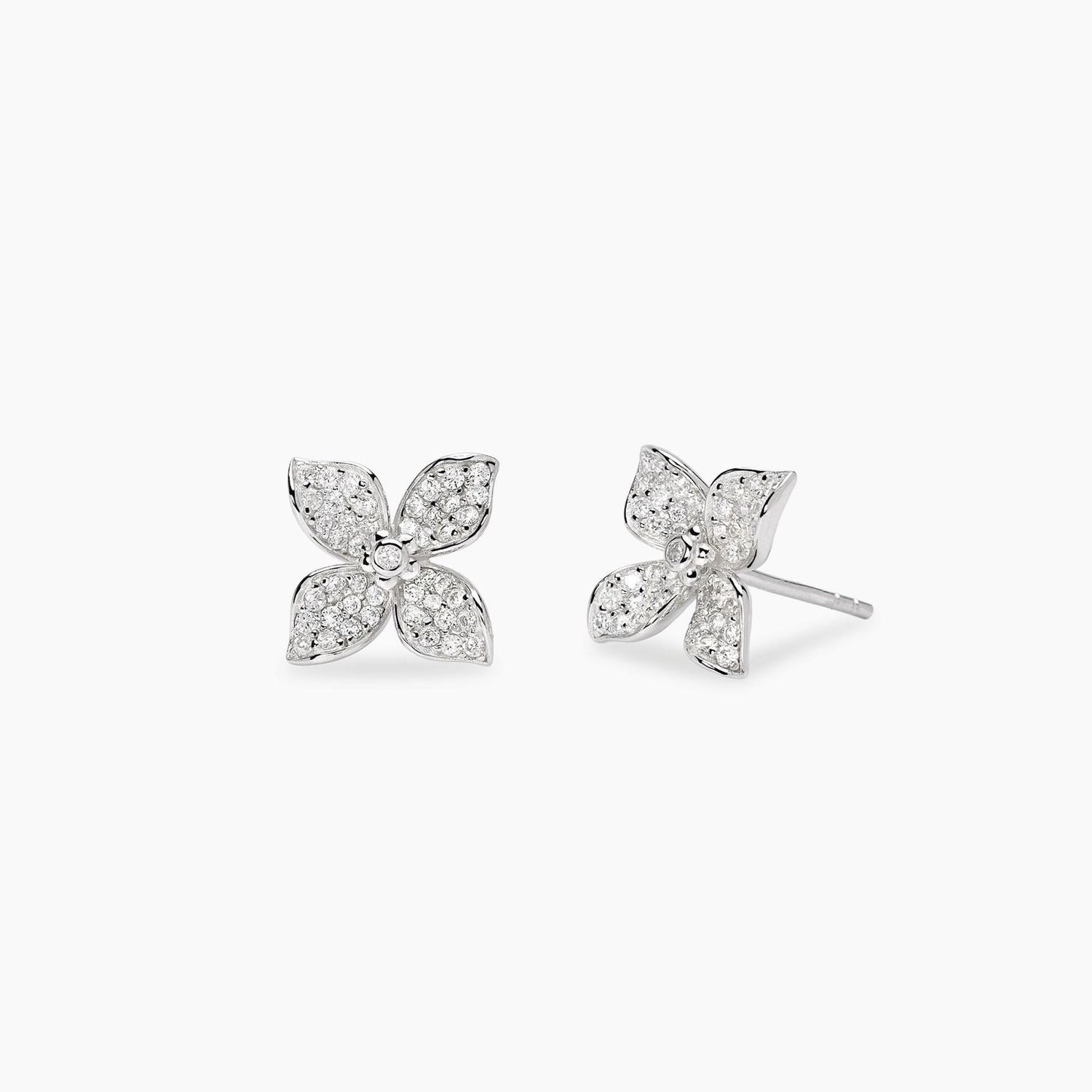 Orecchini a lobo in argento con fiore in zirconi FIORE MIO - Mabina Gioielli Orecchini a lobo in argento con fiore in zirconi FIORE MIO - Mabina Gioielli