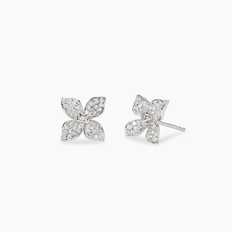 Orecchini a lobo in argento con fiore in zirconi FIORE MIO - Mabina Gioielli