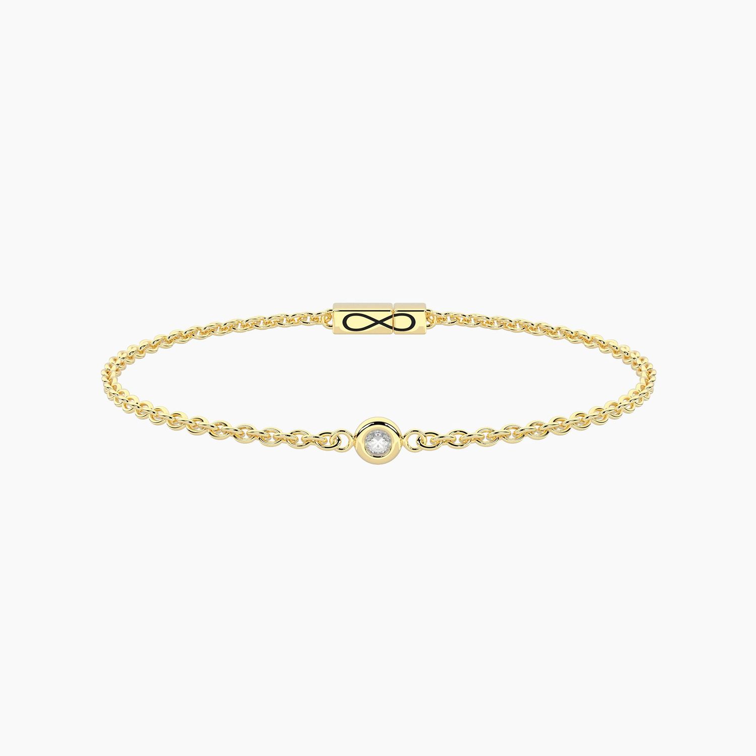 Bracciale infinity in acciaio dorato con diamante lab-grown - Diamante Kidult Bracciale infinity in acciaio dorato con diamante lab-grown - Diamante Kidult