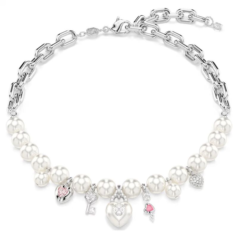 Collana Perle Crystal Pearl, Taglio misto, Bianca, Placcato rodio Swarovski Collana Perle Crystal Pearl, Taglio misto, Bianca, Placcato rodio Swarovski