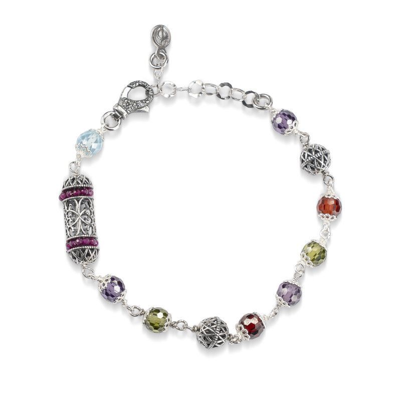 Bracciale argento brunito con zirconia sfaccettata multicolor - Gerardo Sacco Bracciale argento brunito con zirconia sfaccettata multicolor - Gerardo Sacco