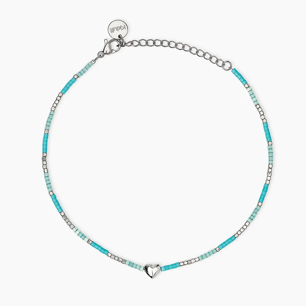 Cavigliera azzurra con cuore pvd acciaio - Kidult Cavigliera azzurra con cuore pvd acciaio - Kidult