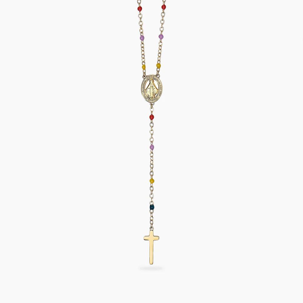 Collana multicolor con Madonnina e pendente croce - Style 71 Kidult Collana multicolor con Madonnina e pendente croce - Style 71 Kidult