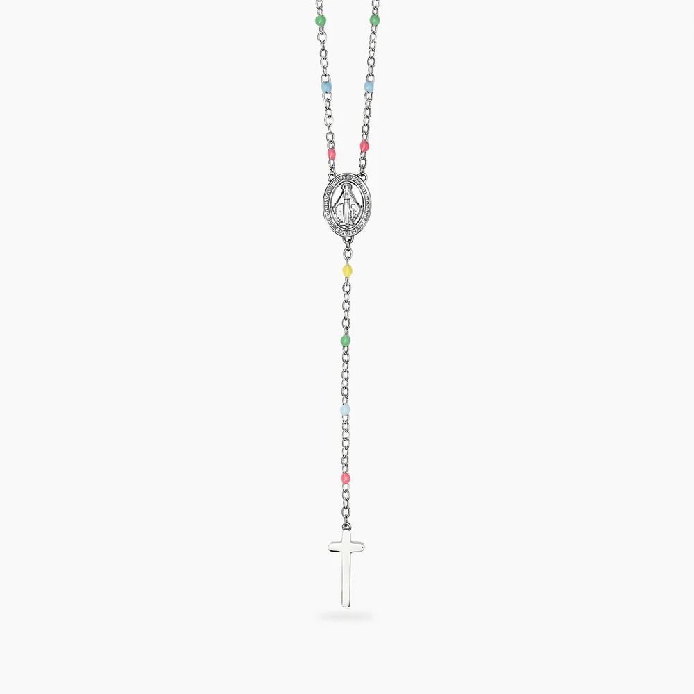 Collana multicolor con Madonnina e pendente croce - Style 71 Kidult Collana multicolor con Madonnina e pendente croce - Style 71 Kidult
